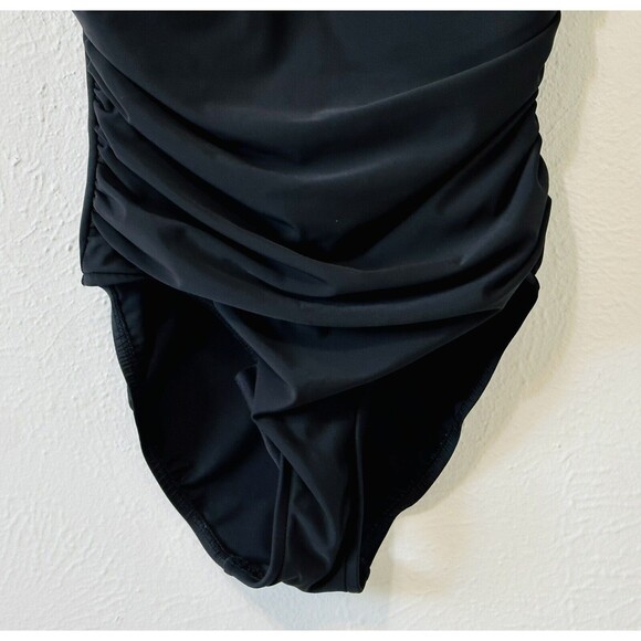 MagicSuit Womens Rev It Bonnie Black High Neck Faux-Leather-Trim Size 10 - Picture 5 of 14